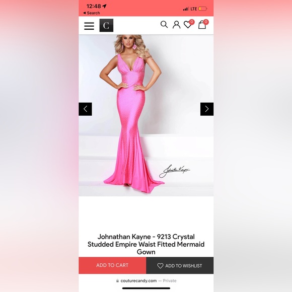 Johnathan Kayne Size 00 9213 Studded Empire Waist Fitted Mermaid Gown Prom Dress - Picture 1 of 4